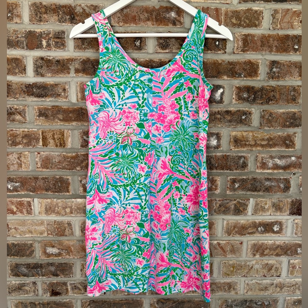 Lilly Pulitzer Newberri Tank Dress Amalfi Blue Leaf It Wild XXS New without Tags - Picture 5 of 9